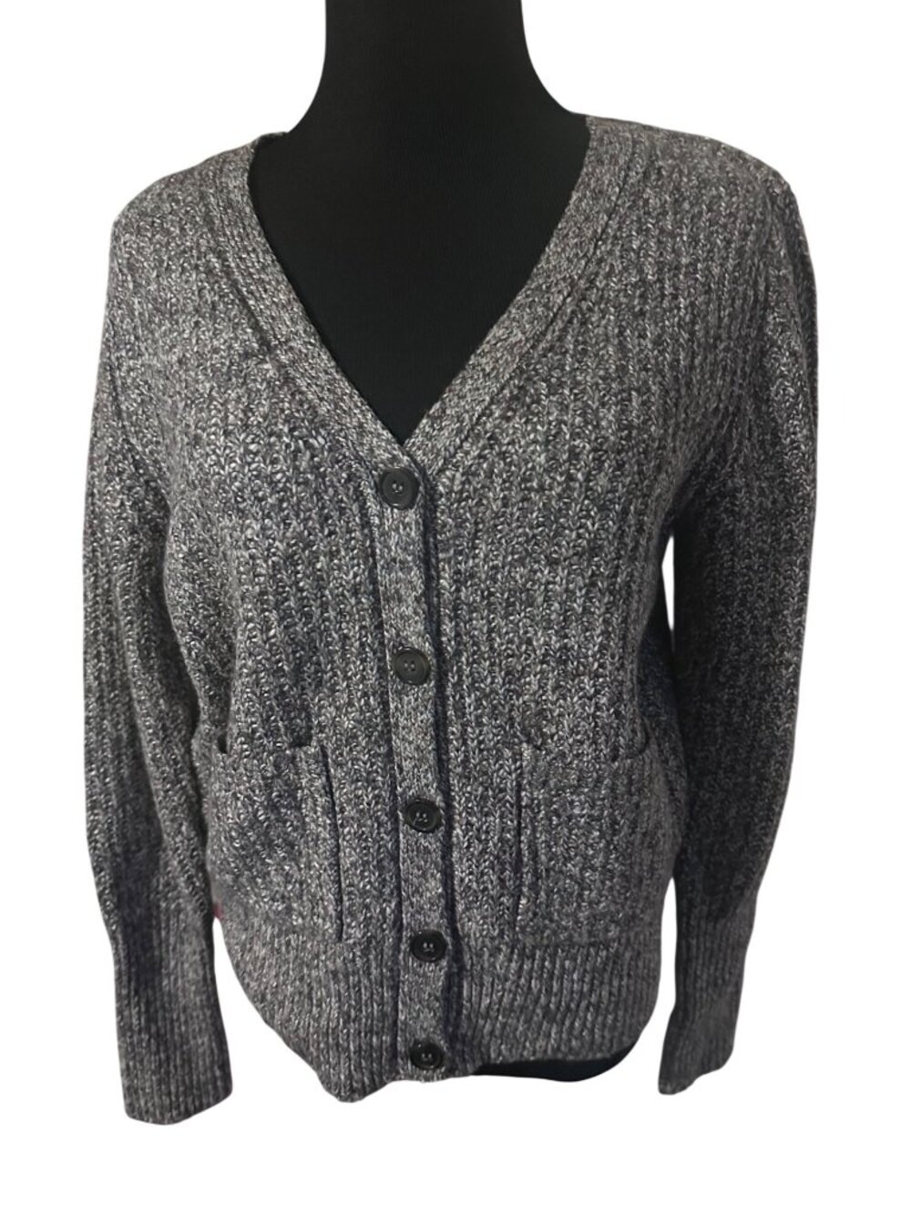 Marled reunited clothing button up gray cardigan sweater size M